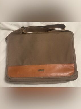 Hartmann Brown Canvas Messenger Bag with Tan Leather Trim